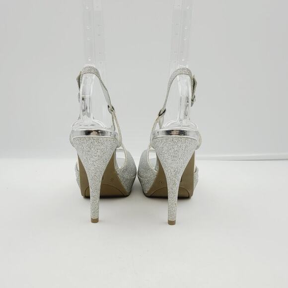Fioni Silver Glitter Peep-toe Stilettos, Size 8, EUC - Picture 4 of 8